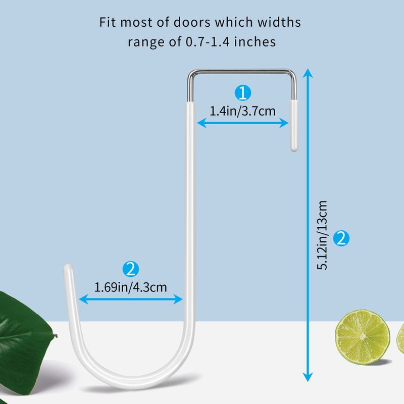 FYY Over the Door Hooks, 4 Pack Hangers Hooks with Rubber Prevent Scratches Heavy Duty Organizer for Living Room, Bathroom, Bedroom, Kitchen Hanging Clothes, Towels, Hats, Coats, Bags White - Image 2