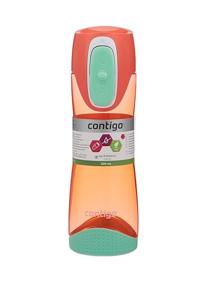Contigo Swish Autoseal Water Bottle, 500 ml Capacity, Pink Peach - Image 1