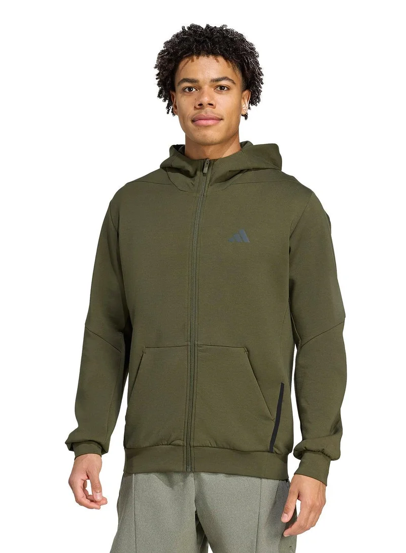 adidas Adidas D4T Full-Zip Ho Green Hooded Tracksuit Jacket Track Tops For Men