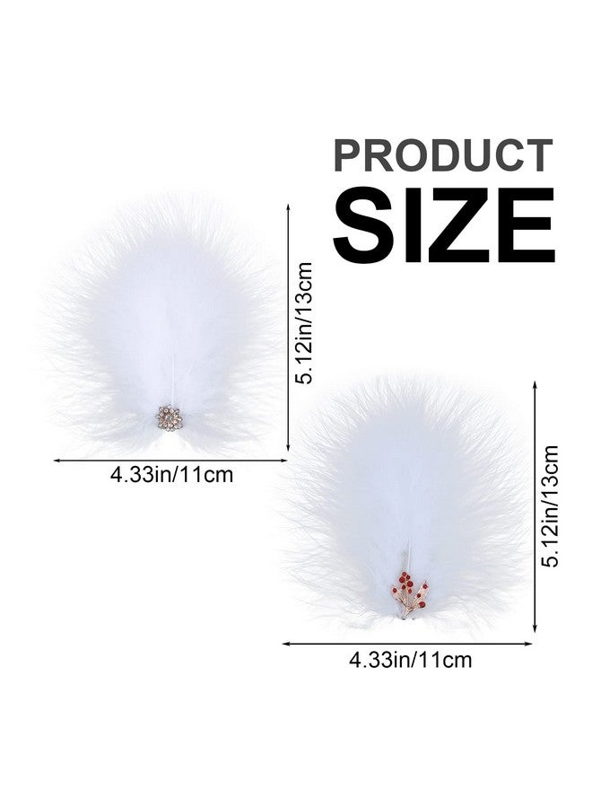 MWOOT 4Pcs White Feather Fascinators Hair Clips Handmade Feather Headpiece Rhinestones Hair Clips Barrettes Headpiece For Women And Girls Party Hairpins Hair Accessory - Image 4
