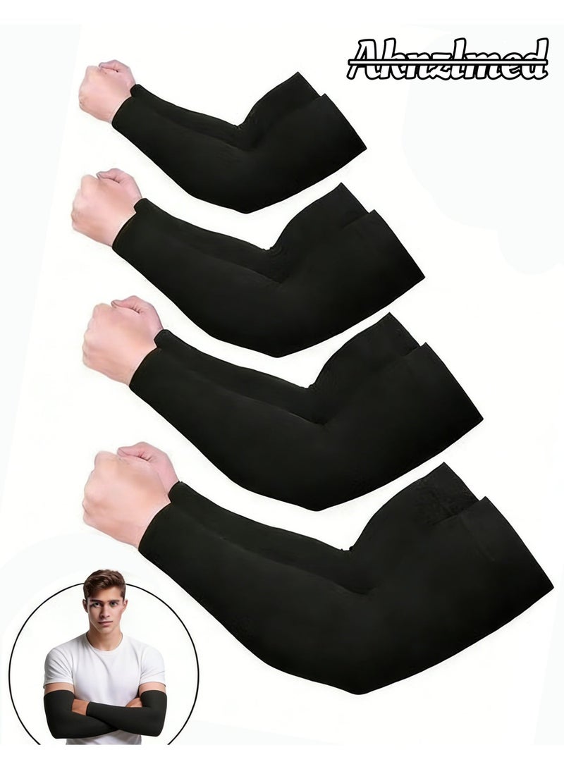 Aknzlmed 4 Pairs UPF50 Cooling Arm Sleeves, UV Sun Protection Tattoo Cover, One Size for Women Men Youth - Image 1