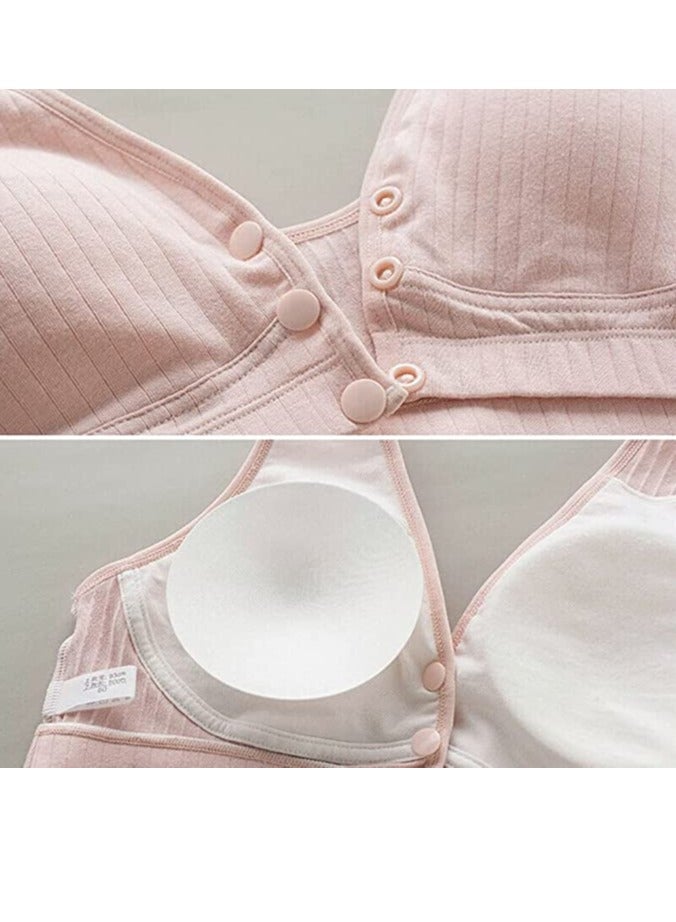 Rubik Nursing Bra for Women, Rubik Breast Feeding Maternity Front Button Closure Seamless Removeable Padded Smooth Wireless Pregnancy Sleeping Bra (Large) Coral  - Image 5