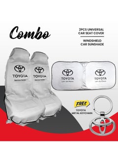 TOYOTA TOYOTA Combo Buy 2 Pcs Car Seat cover Windshield Car Sunshade Get Free Toyota Metal Car Keychain  - Image 1