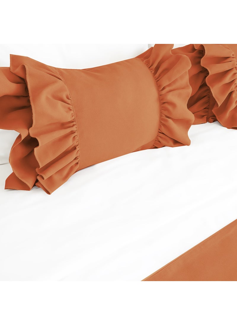 Ritmo Home Bed Runner & Stuffed Throw Pillow Set with Ruffles  - Image 4