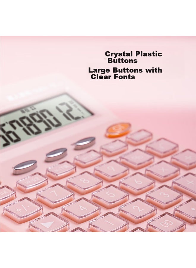 Deli Crystal Button Voice Calculator, 12-digit Display, With Alarm/timer Function, Financial Office Supplies, Te221 Fresh Pink - Image 3