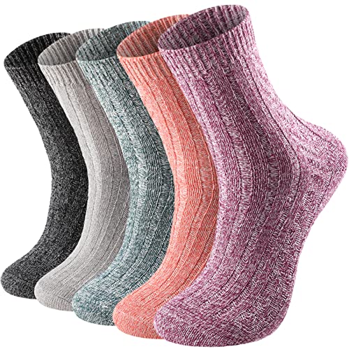 Pleneal Wool Socks for Women - 7 Pairs Womens Wool Socks Winter Warm Sock Men Cozy Knit Boots Sock for Women - Image 1