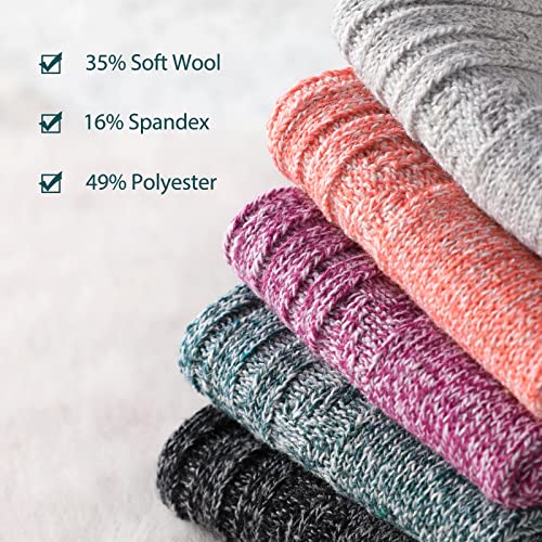 Pleneal Wool Socks for Women - 7 Pairs Womens Wool Socks Winter Warm Sock Men Cozy Knit Boots Sock for Women - Image 3