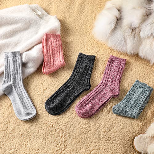 Pleneal Wool Socks for Women - 7 Pairs Womens Wool Socks Winter Warm Sock Men Cozy Knit Boots Sock for Women - Image 2