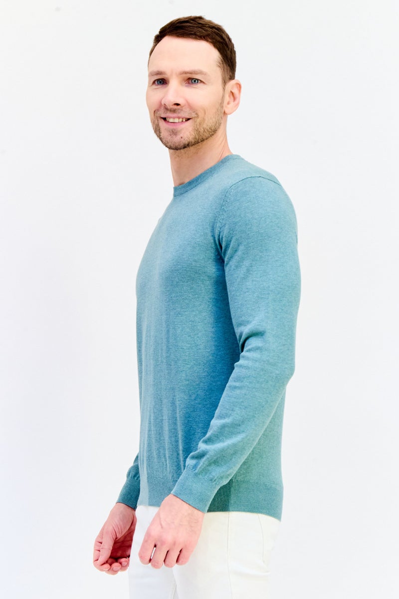 Celio Men Crew Neck Long Sleeve Solid Sweatshirt, Sage Green - Image 4