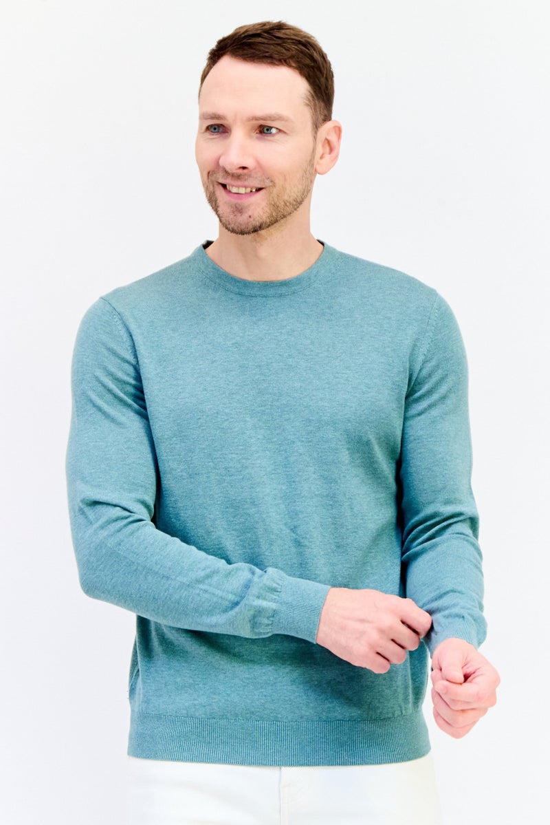 Celio Men Crew Neck Long Sleeve Solid Sweatshirt, Sage Green - Image 1