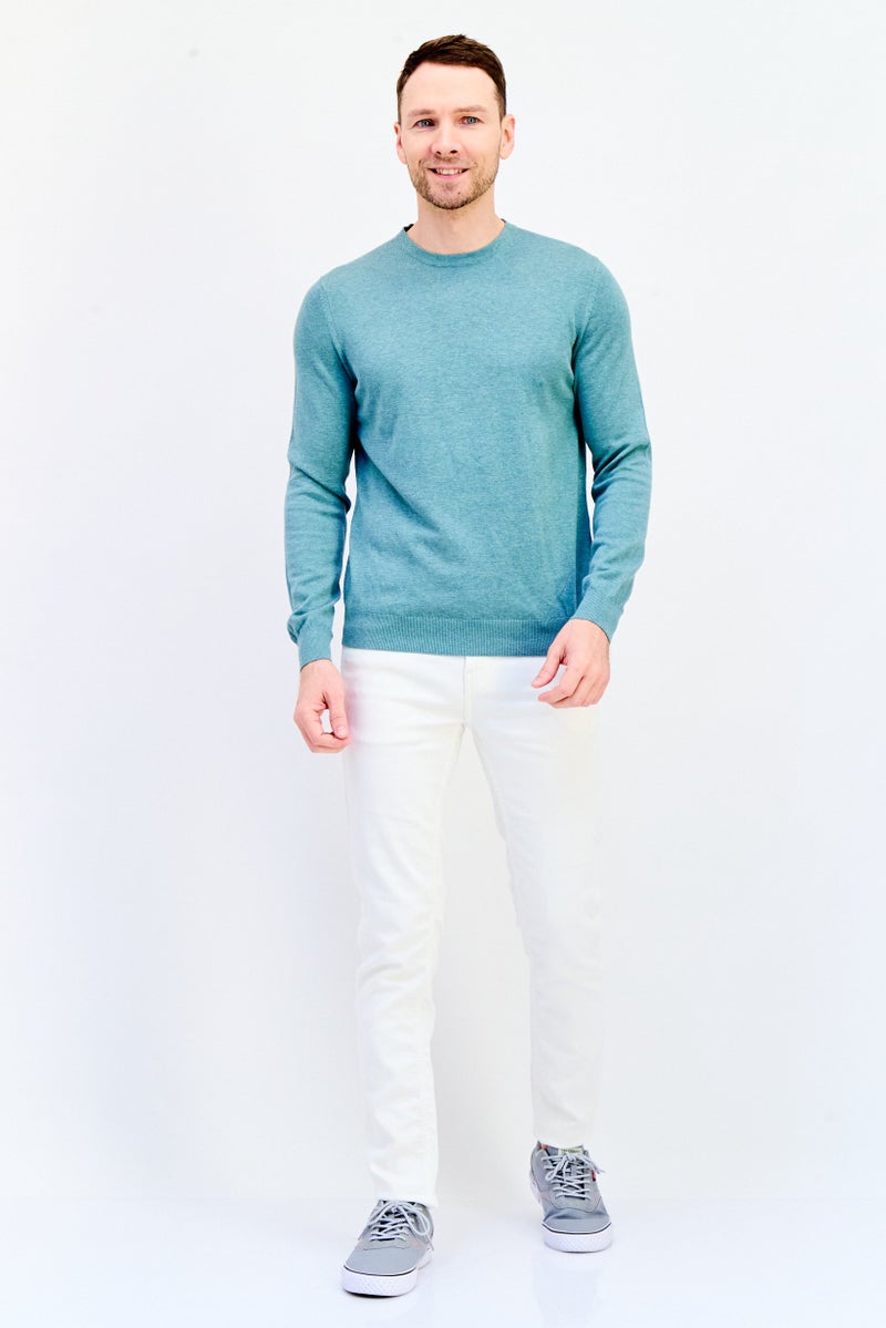 Celio Men Crew Neck Long Sleeve Solid Sweatshirt, Sage Green - Image 3