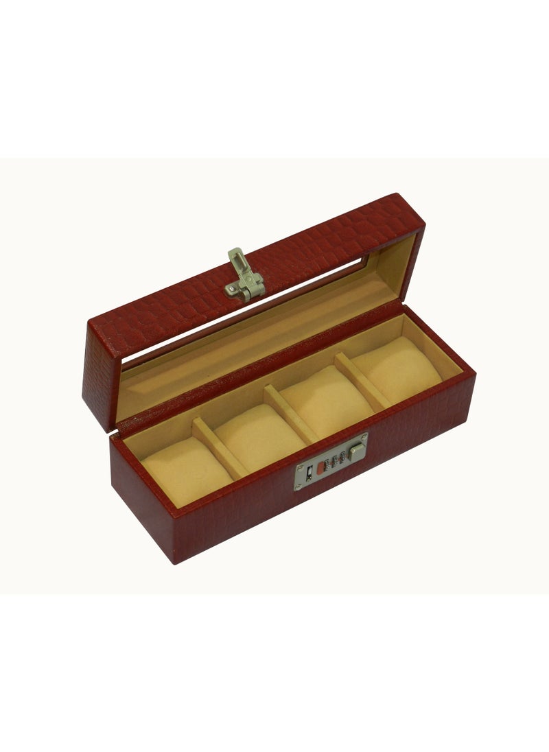 LAVERI LEATHER - Laveri Watch Box for Men Women (04 Slots), Premium  Leather Watch Case  Organizer with Crystal Glass Top, Removable Pillow - Image 1