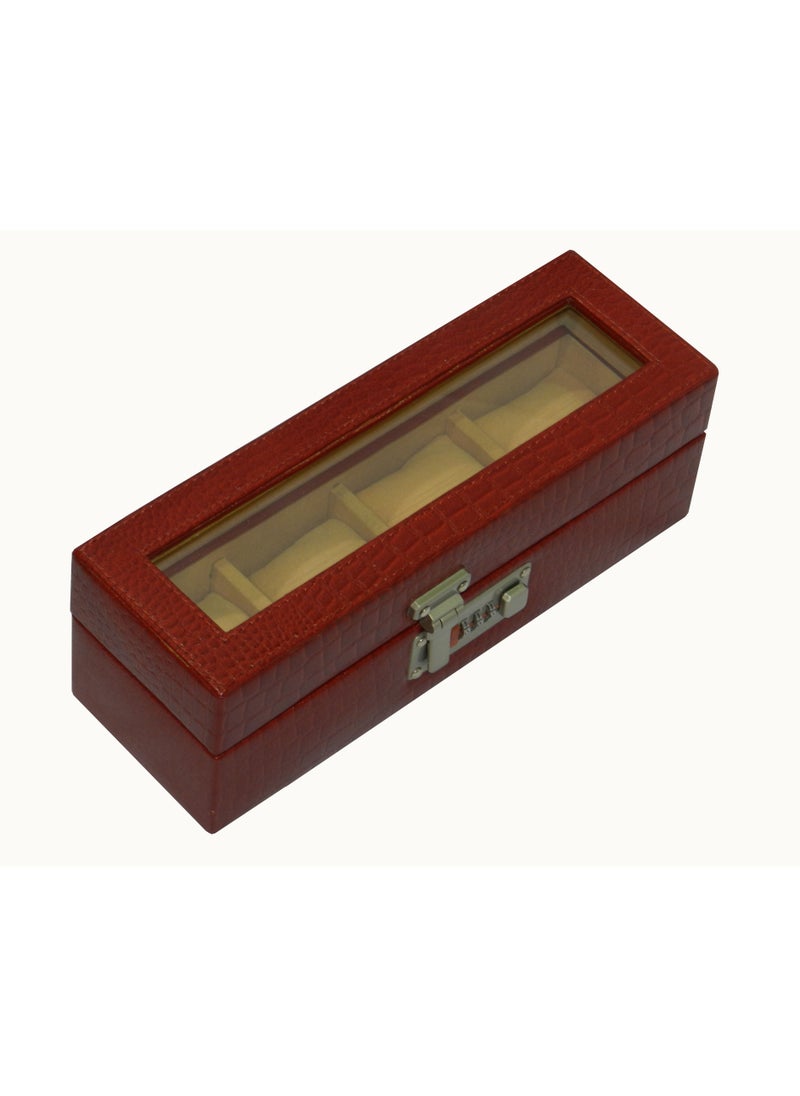 LAVERI LEATHER - Laveri Watch Box for Men Women (04 Slots), Premium  Leather Watch Case  Organizer with Crystal Glass Top, Removable Pillow - Image 1