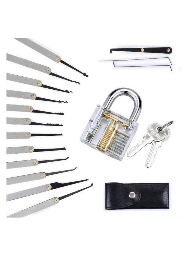 In Air - 15pcs Lock Picking Set with Transparent Training Locks and Credit Card Lock Pick Tool Kit for Beginner and Pro Locksmiths - Image 1