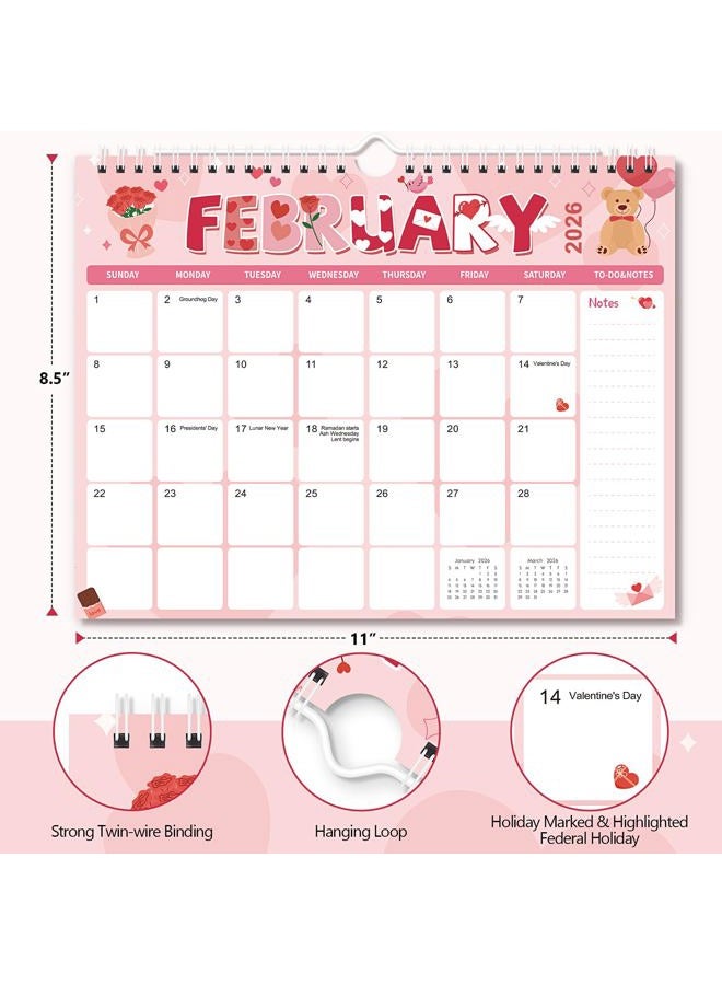 Zuozee 2026 Calendar, Wall Calendar 2026-2027, 24 Month Calendar from January 2026 to December 2027, 11" X 8.5", Monthly Calendar with Twin-Wire Binding, Perfect for Organizing at Home, Office & School - Image 2