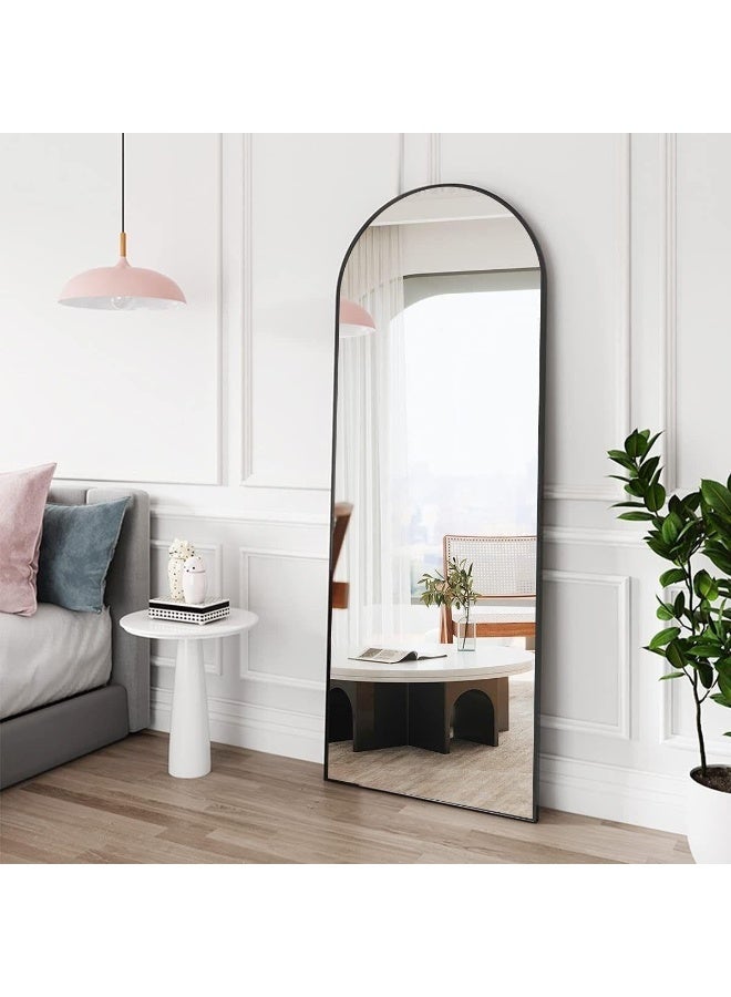 NAMA Anti Shock Breakable frame Full length Mirror 150cm x 40cm with metal stand and can be hanged on the wall Premium Curved Standing, with 1.6 cm Thick Aluminium Frame and Fixed Back Panel, Decorative Mirror for Living Room, Sleep, Dressing(black) - Image 1