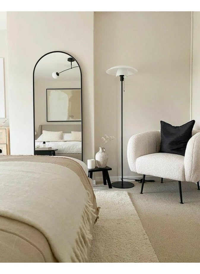 NAMA Anti Shock Breakable frame Full length Mirror 150cm x 40cm with metal stand and can be hanged on the wall Premium Curved Standing, with 1.6 cm Thick Aluminium Frame and Fixed Back Panel, Decorative Mirror for Living Room, Sleep, Dressing(black) - Image 3