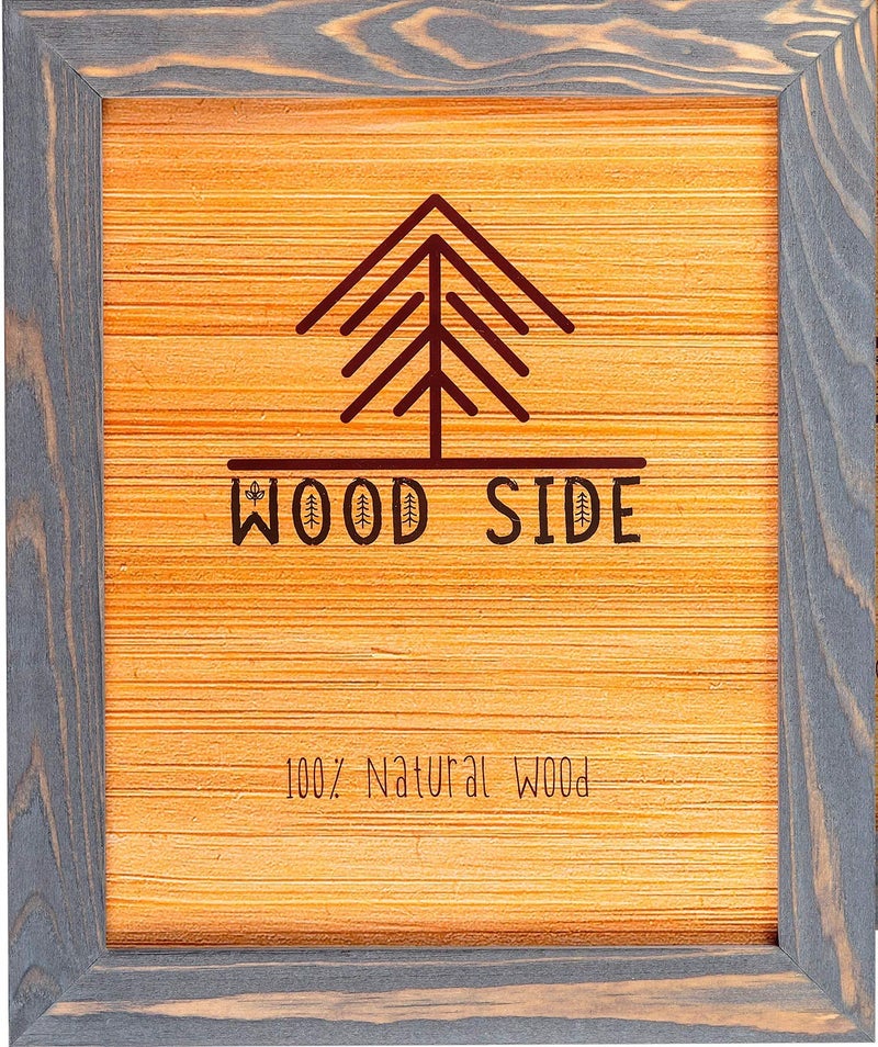 Woodside Rustic Wooden Picture Frame 11x14 Inch - Solid Wood Photo Frame for Wall Mounting Display - Distressed Wash Grey - Image 1