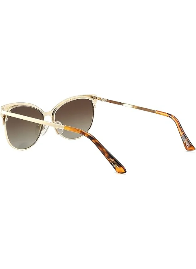 Lee Cooper Polarized Sunglasses Gold Frame Gradient Brown Mirror Lens 52mm  - LC1031C02