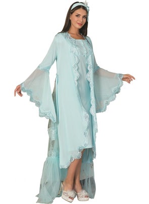 Mecit Pijama By Mecit 5026 Turquoise Tulle Detailed Dressing Gown Maternity Nightgown Set  - Image 2