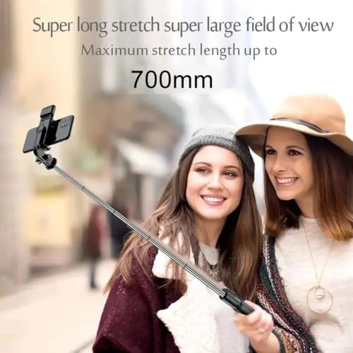 Bouncefit R1S Extendable Selfie Stick with Wireless Bluetooth Remote and Tripod Stand, Rechargable LED Light, Compatible with iPhone/OnePlus/Samsung/Oppo/Vivo/Xiaomi and All Phones (70Cm) - Image 3