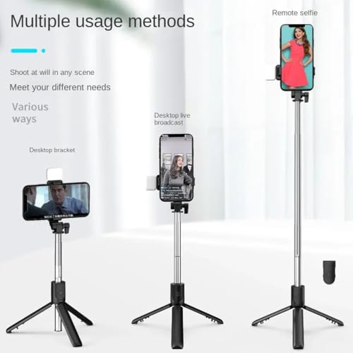 Bouncefit R1S Extendable Selfie Stick with Wireless Bluetooth Remote and Tripod Stand, Rechargable LED Light, Compatible with iPhone/OnePlus/Samsung/Oppo/Vivo/Xiaomi and All Phones (70Cm) - Image 4