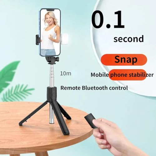 Bouncefit R1S Extendable Selfie Stick with Wireless Bluetooth Remote and Tripod Stand, Rechargable LED Light, Compatible with iPhone/OnePlus/Samsung/Oppo/Vivo/Xiaomi and All Phones (70Cm) - Image 5
