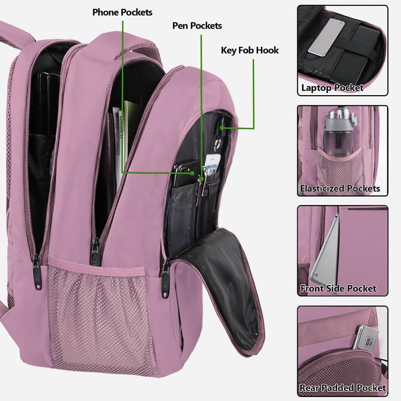 MATEIN Personal Item Backpack 18 * 14 * 8, Underseat 15.6 inch Travel Laptop Backpack for Women, Sturdy Water Resistant Slim Daypack College Computer Bag Gift, Dark Purple - Image 4