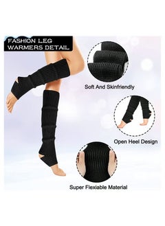 Realfrog Leg Warmers For Women, 2 Pairs Winter Ribbed Knit Leg Warmers 80s Toeless Ballet Leg Warmers For Girls Dance Yoga, Dance Leg Sleeves Wool Knitting Sports Protective Leg Warmers Foot Warm Yoga Socks  - Image 2