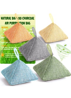 Charcoal Bags Odor Absorber, Nature Fresh Bamboo Activated Charcoal Air Purifying Bag, Air Freshener For Home kitchen Drawer Shoe Cabinets Basement Room Refrigerator Car Smell (5Pack)