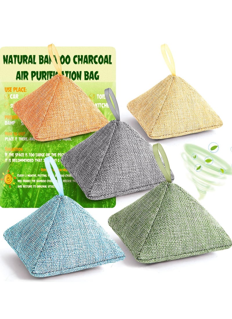 SYOSI - Charcoal Bags Odor Absorber, Nature Fresh Bamboo Activated Charcoal Air Purifying Bag, Air Freshener For Home kitchen Drawer Shoe Cabinets Basement Room Refrigerator Car Smell (5Pack) - Image 1
