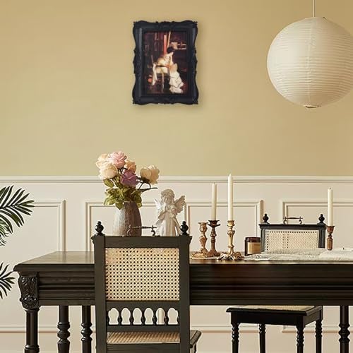Kangce Antique Picture Frames 5x7 Vintage Ornate Gothic Picture Frames Victorian Home Decor Retro Gallery Wall Decor with Front Glass for Wall Mount and Tabletop, Black - Image 3