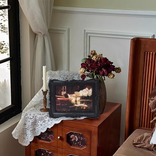 Kangce Antique Picture Frames 5x7 Vintage Ornate Gothic Picture Frames Victorian Home Decor Retro Gallery Wall Decor with Front Glass for Wall Mount and Tabletop, Black - Image 5