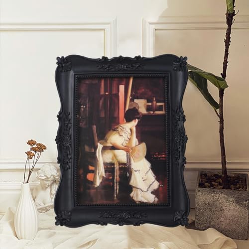 Kangce Antique Picture Frames 5x7 Vintage Ornate Gothic Picture Frames Victorian Home Decor Retro Gallery Wall Decor with Front Glass for Wall Mount and Tabletop, Black - Image 2