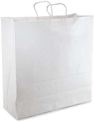 Decony 18 X 7 X 19 White Kraft Paper Gift Bags Bulk with Handles for Shopping Packaging Retail Party Craft Gifts Wedding Business Goody and Merchandise - Image 1