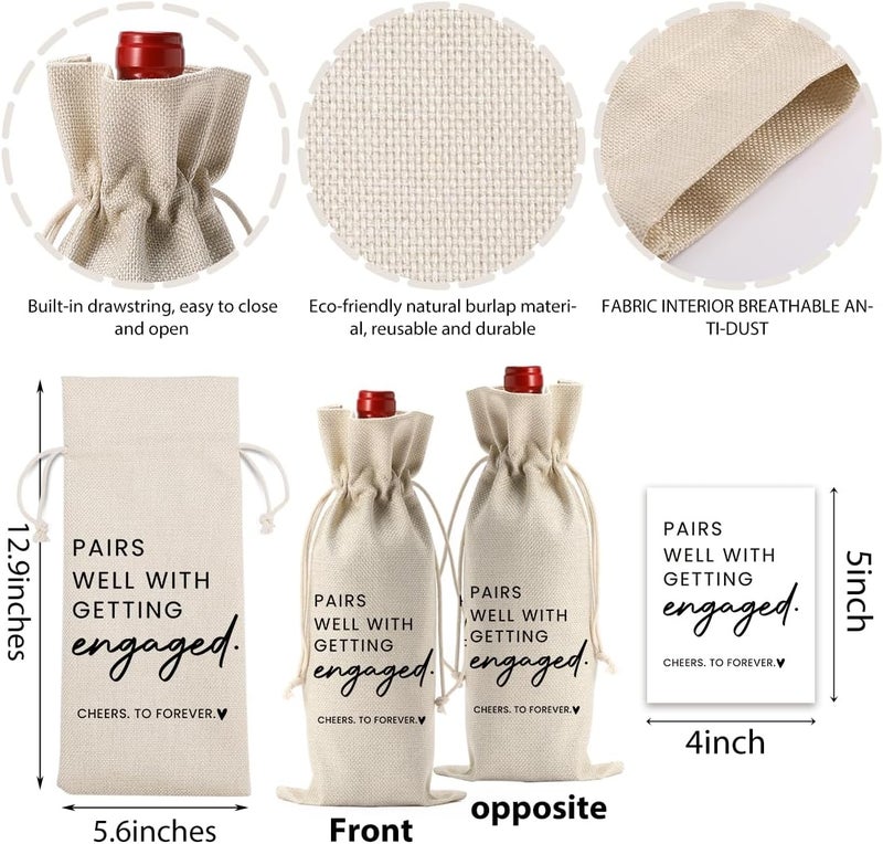 FBCCZEY Engagement Gifts for Women Bride Engagement Gifts for Couples Boyfriend Girlfriend Fiance Future Mrs Newlywed Engaged Wedding Bridal Shower Wedding Party Wine Bag Gift Set with Wine Label - Image 2