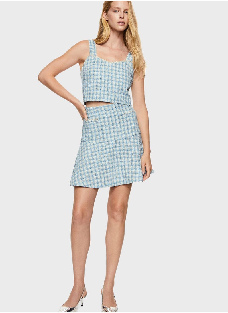 MANGO - Checked High Waist Skirt - Image 1
