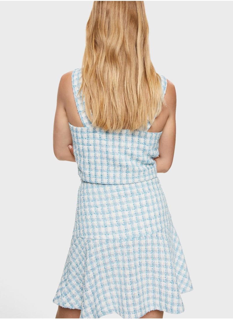 MANGO - Checked High Waist Skirt - Image 1