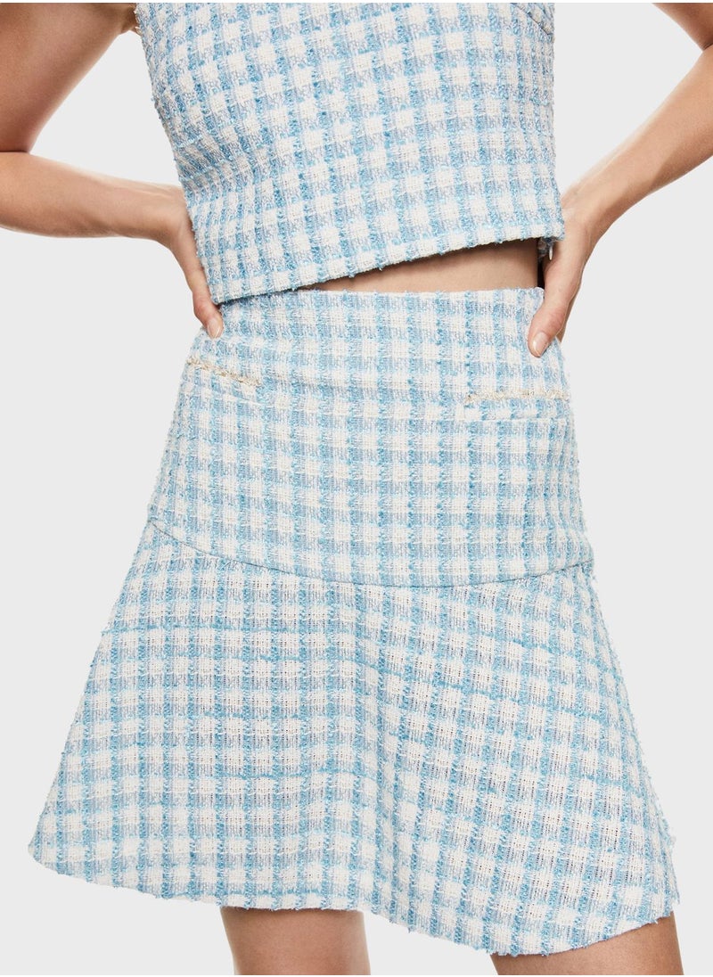 MANGO - Checked High Waist Skirt - Image 1