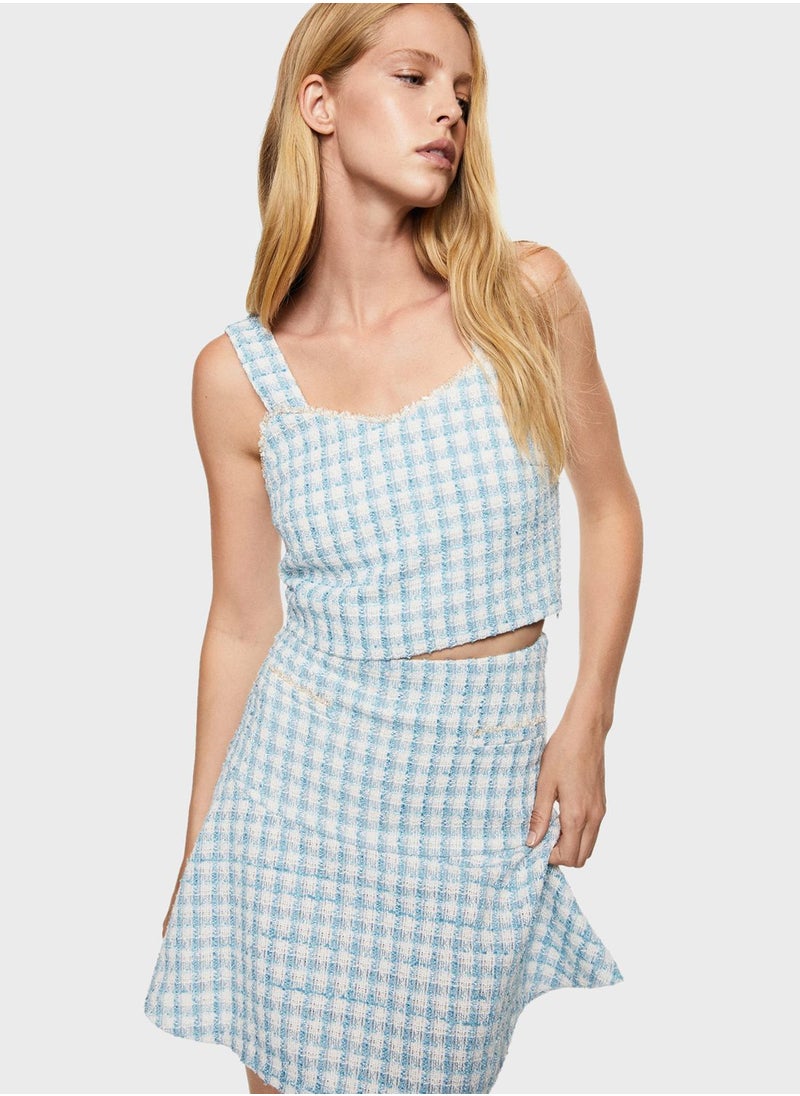 MANGO - Checked High Waist Skirt - Image 1