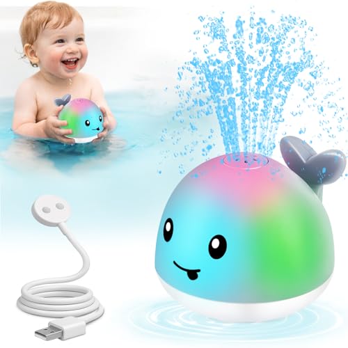 GIGILLI Original Magnetic Charging Whale Bath Toy Light Up Baby Bath Toys for Kids Ages 13 Baby Easter Basket Stuffers Bathtub Water Toy Sprinkler 1 2 3 Year Boys Girls Gifts Bath Toy 61218 Months - Image 1