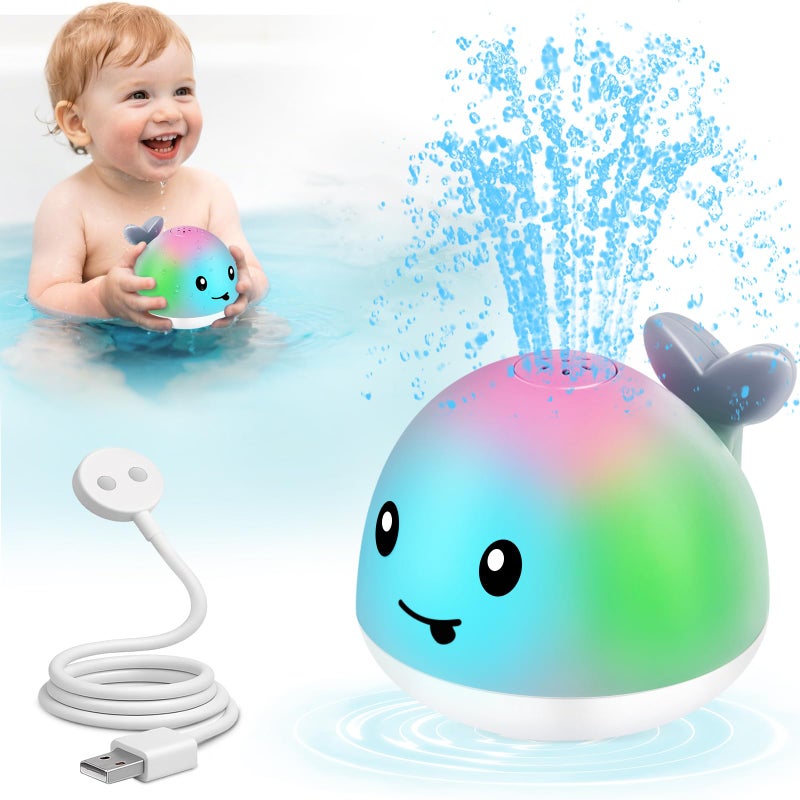 GIGILLI Original Magnetic Charging Whale Bath Toy Light Up Baby Bath Toys for Kids Ages 13 Baby Easter Basket Stuffers Bathtub Water Toy Sprinkler 1 2 3 Year Boys Girls Gifts Bath Toy 61218 Months - Image 3