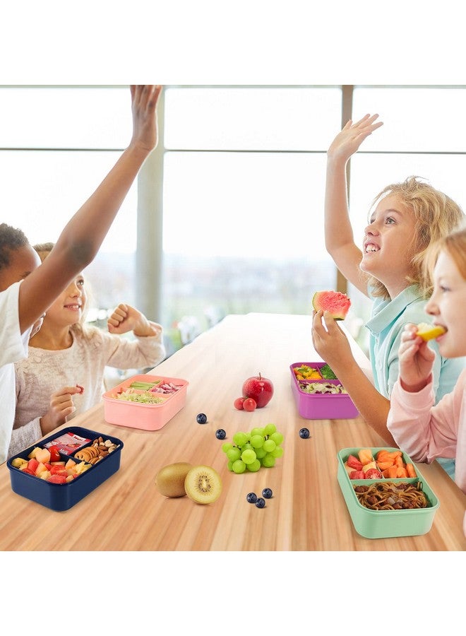 Caperci Classic Bento Box Adult Lunch Box for Older Kids - Leakpoof 47 oz 3-Compartment Containers for Adults and Teens, Built-in Utensil Set, Ideal for On-the-Go Balanced Eating, Navy Blue - Image 4