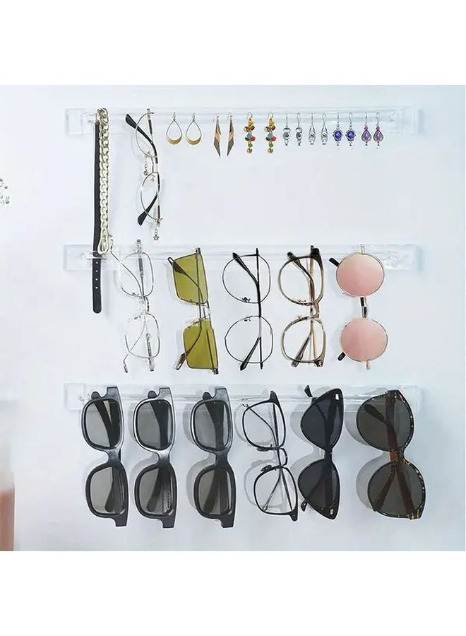 Clear Wall Mounted Eyeglass Storage Rack 7 Hole Organizer Space Saving Hanger - Image 3
