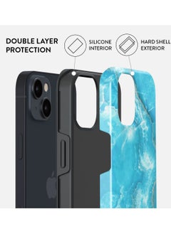 BURGA iPhone 15 Case, 2 Piece Hard Shell + TPU Silicone Interior, Shock Absorption, All Port Accessible, Raised Bezel For Screen & Camera Protection, Never Fading HQ Print,Ocean Waves  - Image 3