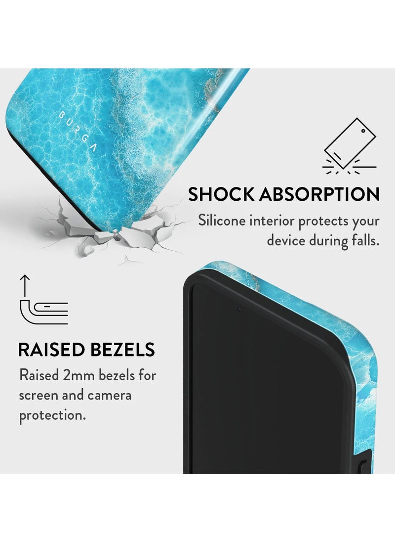 BURGA - iPhone 15 Case, 2 Piece Hard Shell + TPU Silicone Interior, Shock Absorption, All Port Accessible, Raised Bezel For Screen & Camera Protection, Never Fading HQ Print,Ocean Waves - Image 1