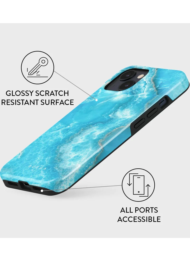 بورجا جراب iPhone 15، قطعتان من الغلاف الصلب + بطانة داخلية من السيليكون TPU، ممتص للصدمات، يمكن الوصول إلى جميع المنافذ، إطار مرتفع لحماية الشاشة والكاميرا، طباعة عالية الجودة لا تتلاشى أبدًا، أمواج المحيط
