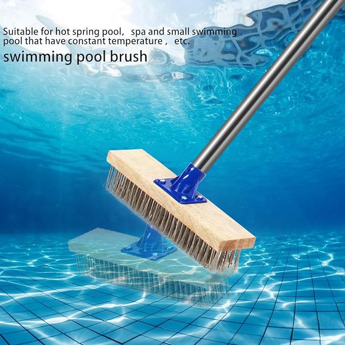 MEIBEI Deck Brush, Stainless Steel Wire with Long Handle 57", Perfect for Algae, Tough Stains on Concrete, Walkways, Patio and Swimming Pool - Image 5