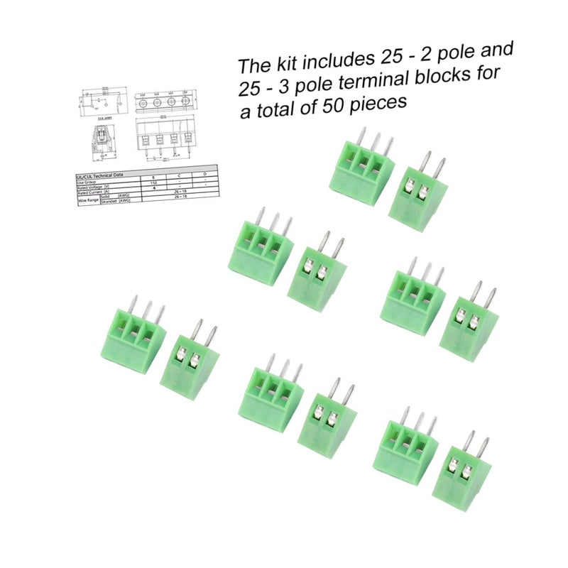 50 Pcs Right Angle And Straight Pin Terminal Block Connector Plug Electrical Accessories - Image 5