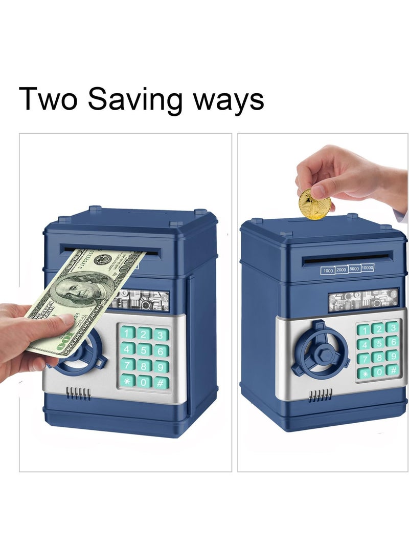 TOY GARDEN Electronic piggy bank, mini atm password money bank cash coins saving box for kids, cartoon safe bank box perfect toy gifts for boys girls (Navy) - Image 5